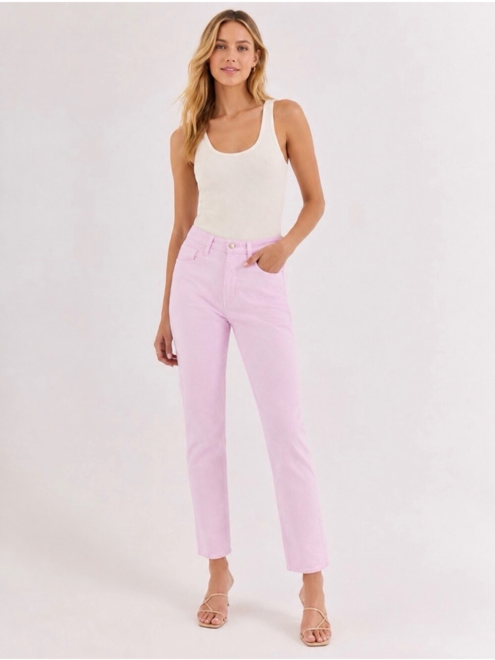 L'AGENCE Mira High Rise Straight Leg Jeans Pink Lilac Snow Size 28 EUC